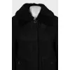 Oversized sheepskin coat with buttons