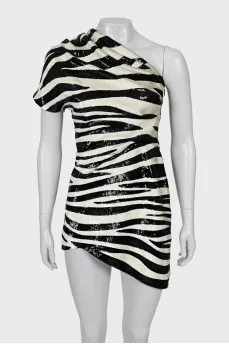 Bodycon dress with sequins in print