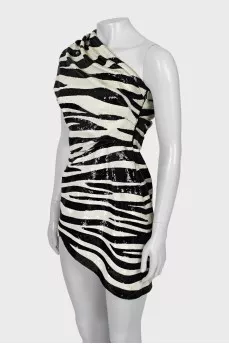 Bodycon dress with sequins in print