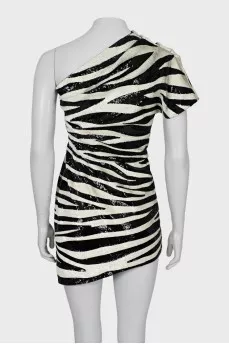 Bodycon dress with sequins in print