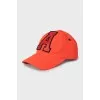 Red cap with a patch