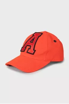 Red cap with a patch