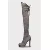 Suede Lace-Up Over-the-Knee Boots