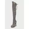 Suede Lace-Up Over-the-Knee Boots