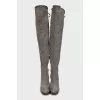 Suede Lace-Up Over-the-Knee Boots