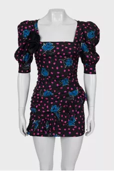 Mini dress with lantern sleeves