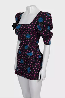 Mini dress with lantern sleeves