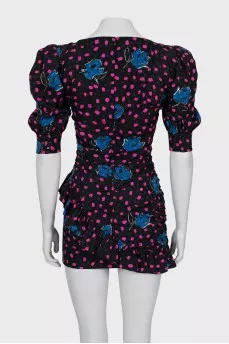 Mini dress with lantern sleeves