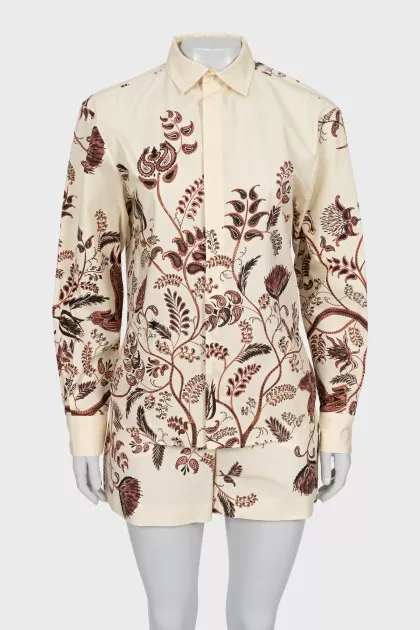 Printed suit of shirt and shorts