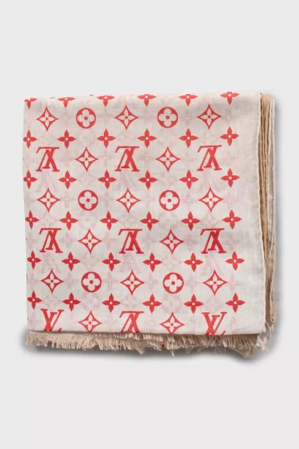 Scarf with fringe in gradient print