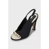 Suede sandals with pearls