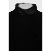 Velour blouse with a high neck
