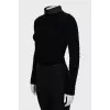Velour blouse with a high neck