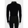 Velour blouse with a high neck