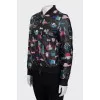 Leather bomber jacket decorated with embroidery