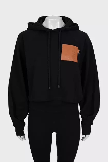 Cropped hoodie with embossed print