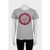 Grey T-shirt with velour print