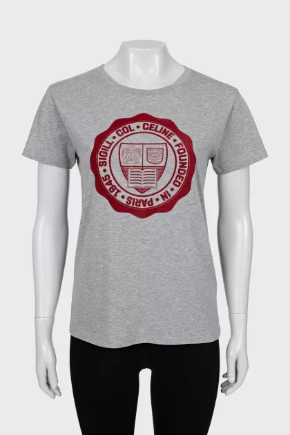 Grey T-shirt with velour print