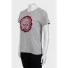 Grey T-shirt with velour print