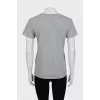 Grey T-shirt with velour print