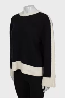 Black and white wool and cashmere sweater
