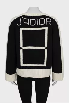 Black and white wool and cashmere sweater