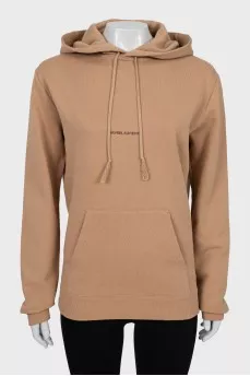 Brown hoodie with brand logo