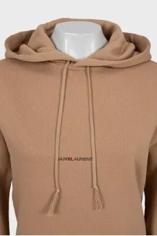 Brown hoodie with brand logo
