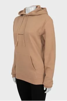 Brown hoodie with brand logo