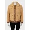 Brown jacket with leather inserts