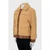 Brown jacket with leather inserts