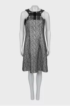 Fitted dress in a combined print