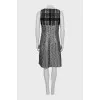 Fitted dress in a combined print