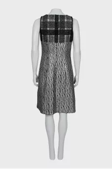 Fitted dress in a combined print