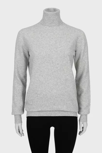 Grey wool and cashmere turtleneck