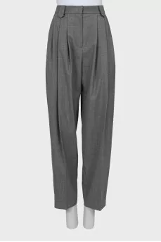 Gray wool banana pants