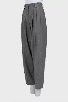 Gray wool banana pants