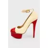 Beige suede stiletto heels