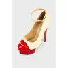 Beige suede stiletto heels