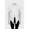 T-shirt with slit and accent shoulders