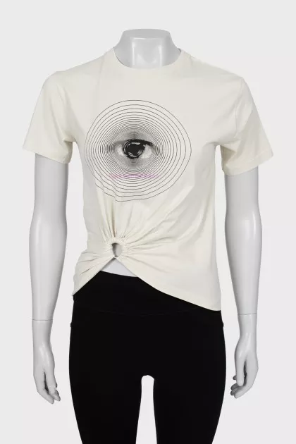 T-shirt with print and drape