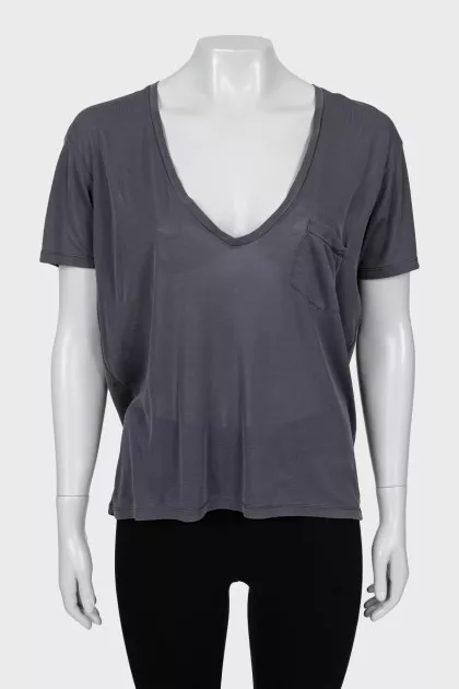 Translucent T-shirt with patch pocket