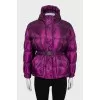 Quilted down jacket with belt