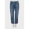 Tapered jeans with stripes