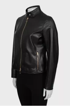 Black leather fitted jacket