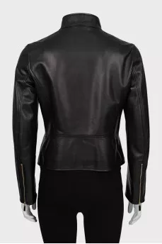 Black leather fitted jacket
