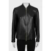 Black leather straight cut jacket