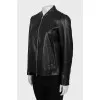 Black leather straight cut jacket