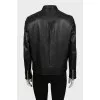 Black leather straight cut jacket