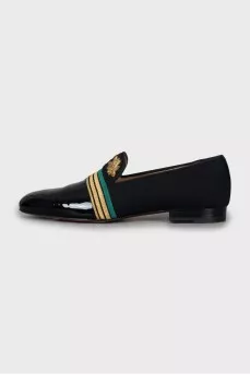 Men's leather and textile moccasins